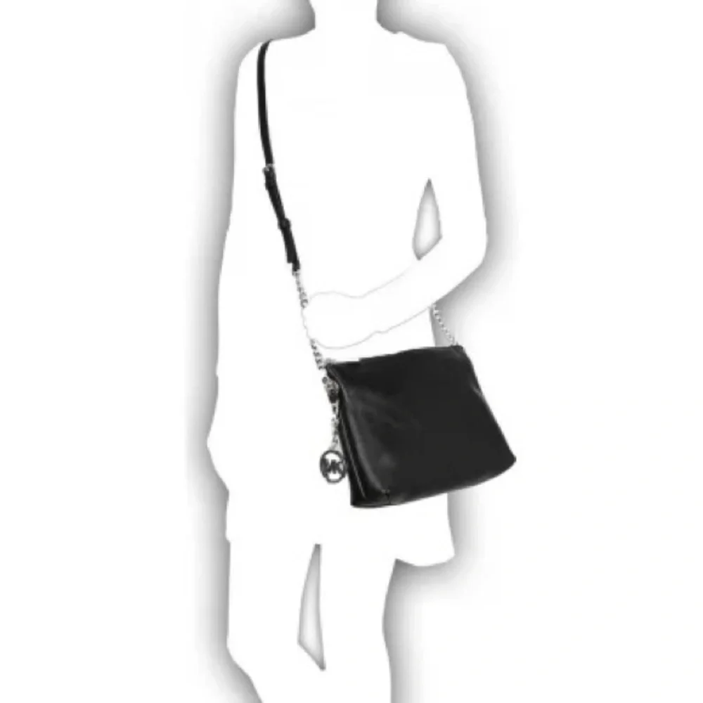 Michael Kors Chain Jet Set Messenger Bag Black Leather - Picture 2 of 15